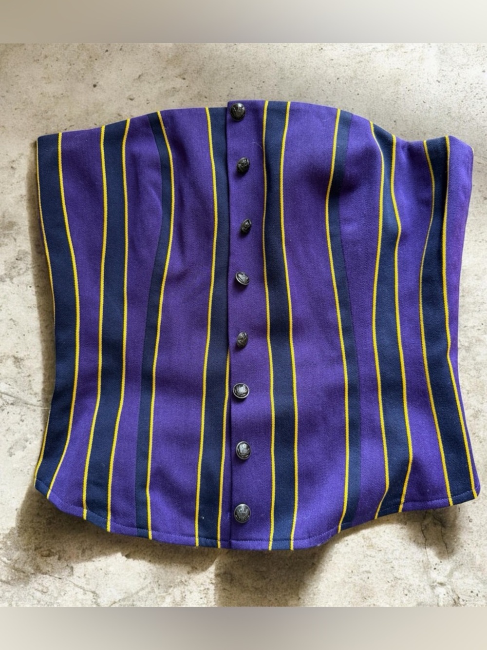 Ralph Lauren Rugby Purple Striped Corset Top Wool Cotton